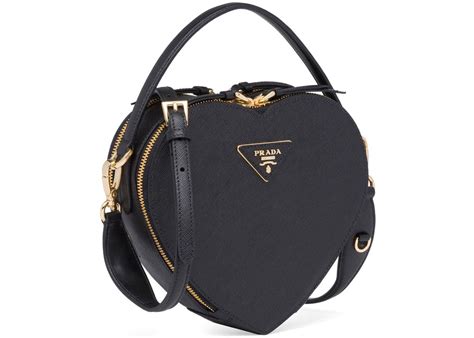 Prada Odette Heart Black in Saffiano Leather with 